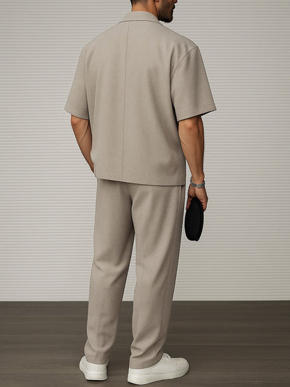 Men’s Short Sleeve Blazer and Trouser Ensemble for Formal and Social Events