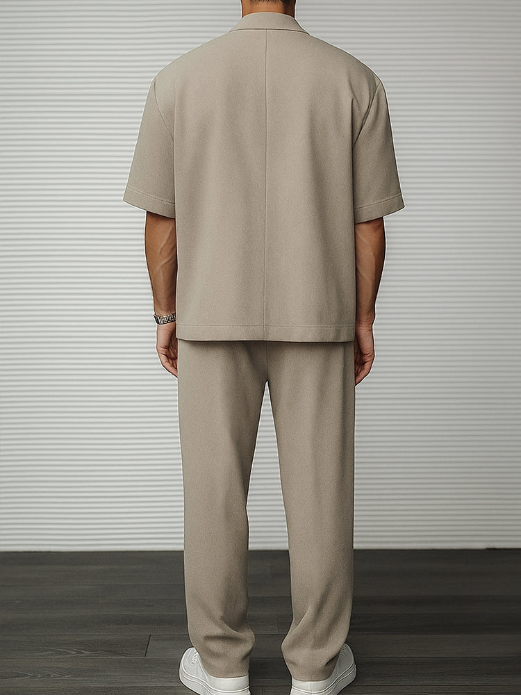 Men’s Short Sleeve Blazer and Trouser Ensemble for Formal and Social Events