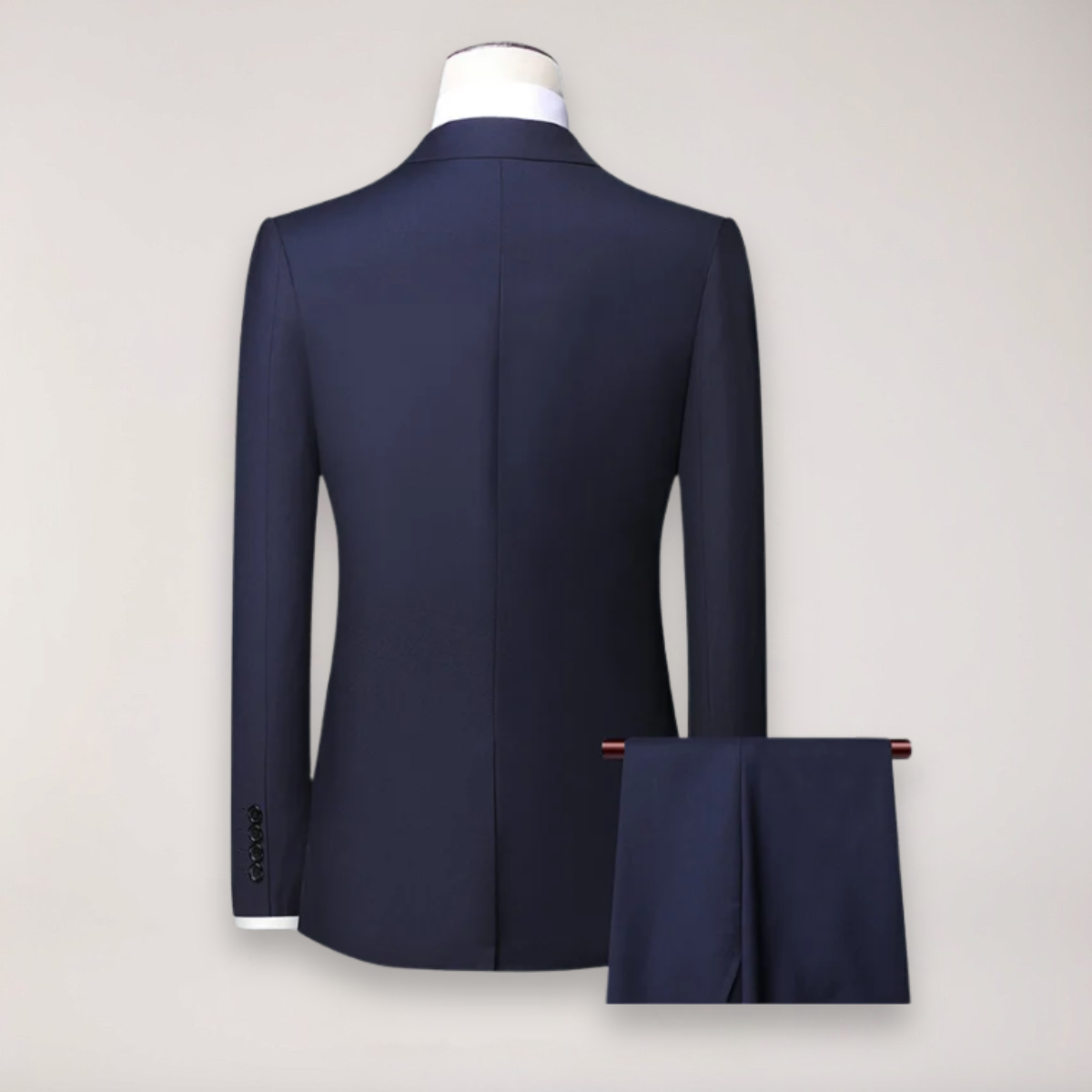 Men's Three-Piece Formal Suit - Classic Blazer, Waistcoat, and Trousers for Weddings and Events