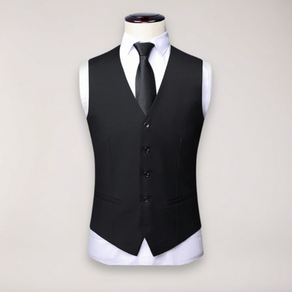 Men's Three-Piece Formal Suit - Classic Blazer, Waistcoat, and Trousers for Weddings and Events