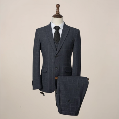 Men’s Three-Piece Slim Fit Suit - Classic Formal Attire for Weddings & Evening Events