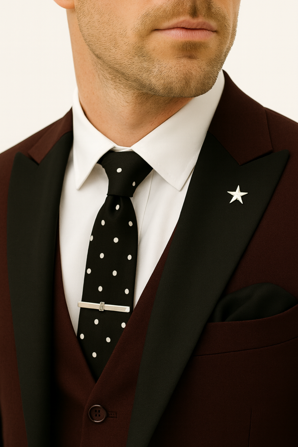 Burgundy Men's Three-Piece Suit for Formal Events