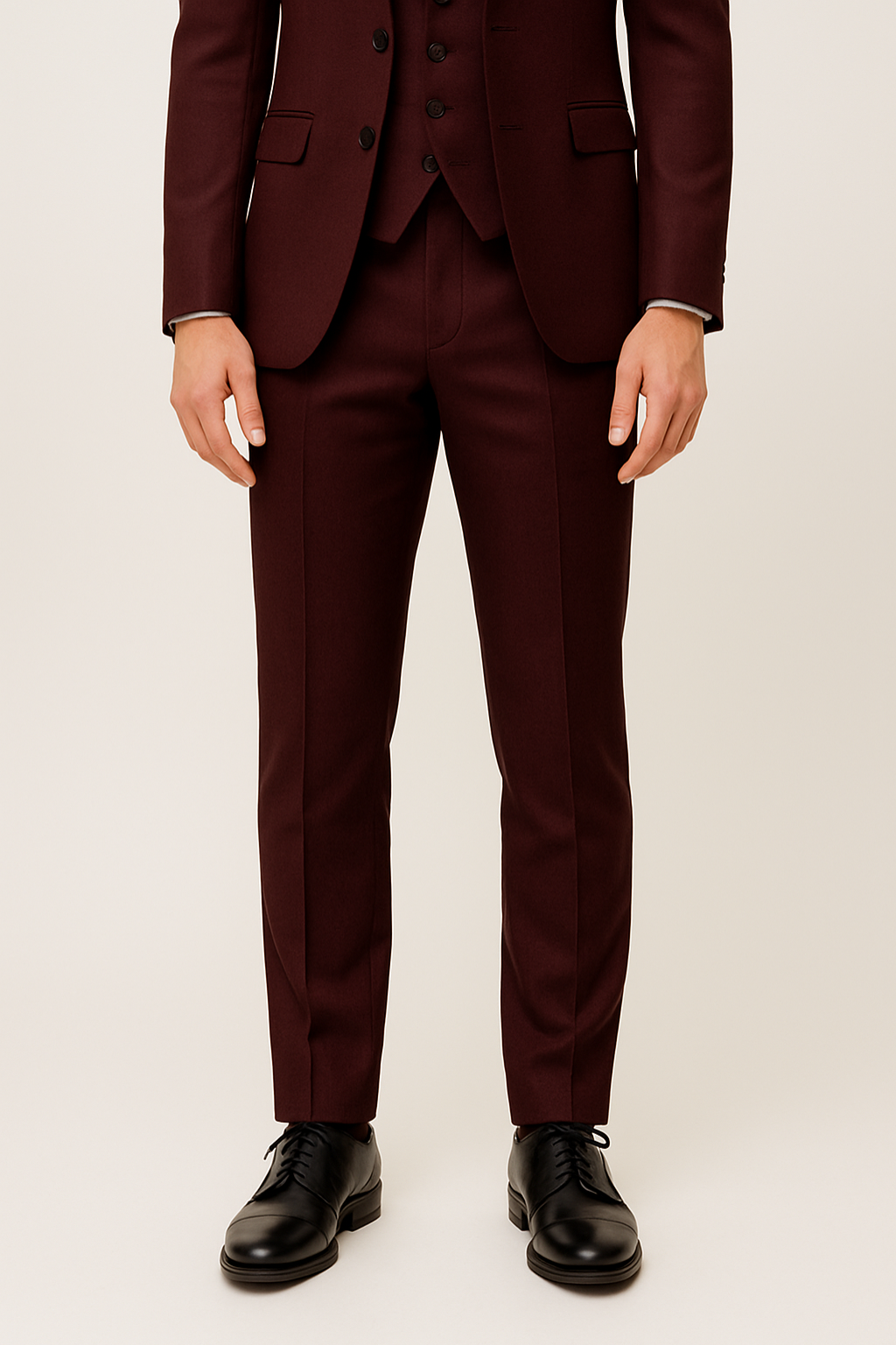 Burgundy Men's Three-Piece Suit for Formal Events