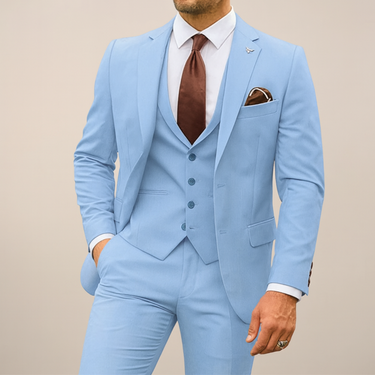 Men's Slim Fit Three-Piece Suit – Stylish Ensemble for Weddings & Events
