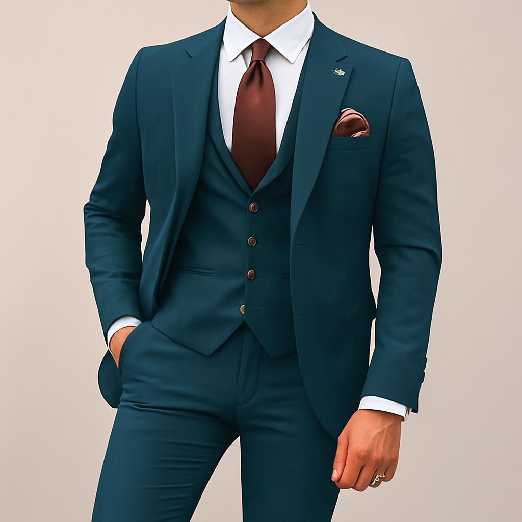 Men's Slim Fit Three-Piece Suit – Stylish Ensemble for Weddings & Events