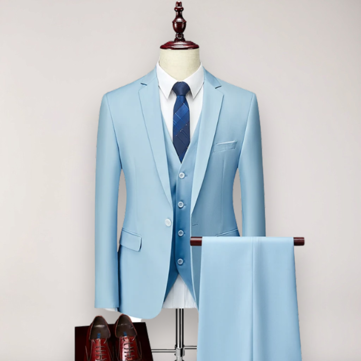 Men’s Three-Piece Suit Set - Stylish Blazer, Waistcoat, and Trousers for Formal Events