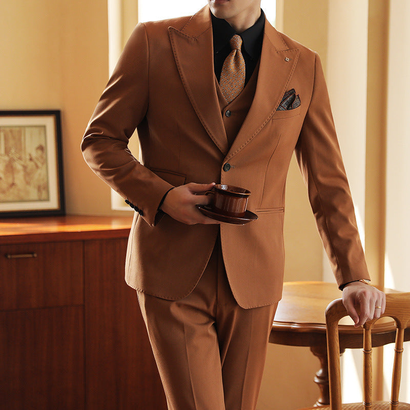 Men’s Three-Piece Formal Suit for Weddings & Events