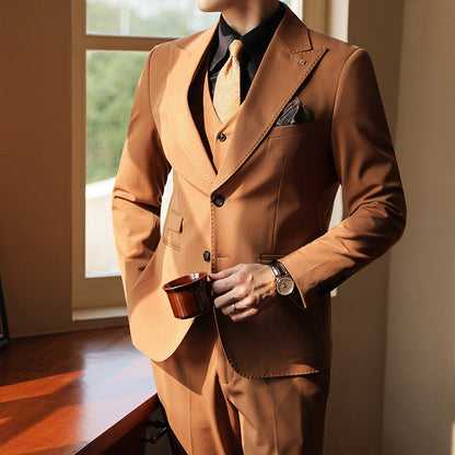Men’s Three-Piece Formal Suit for Weddings & Events