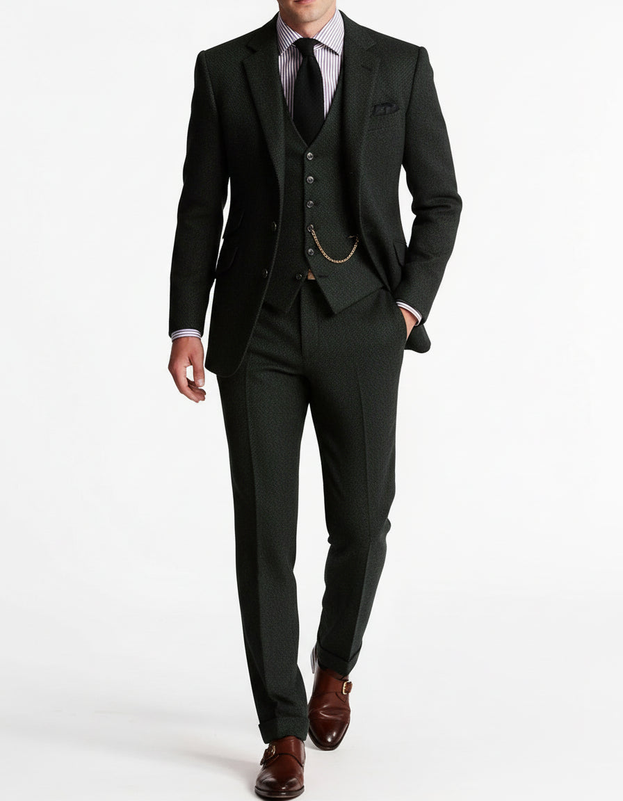 Men's Three-Piece Tweed Tuxedo for Formal Events