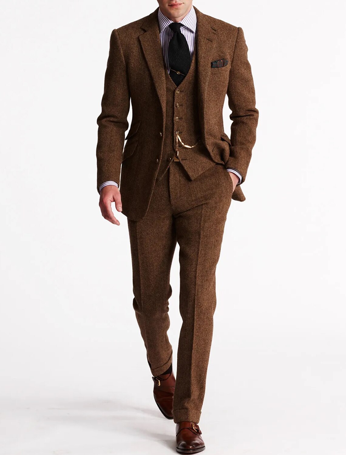 Men's Three-Piece Tweed Tuxedo for Formal Events