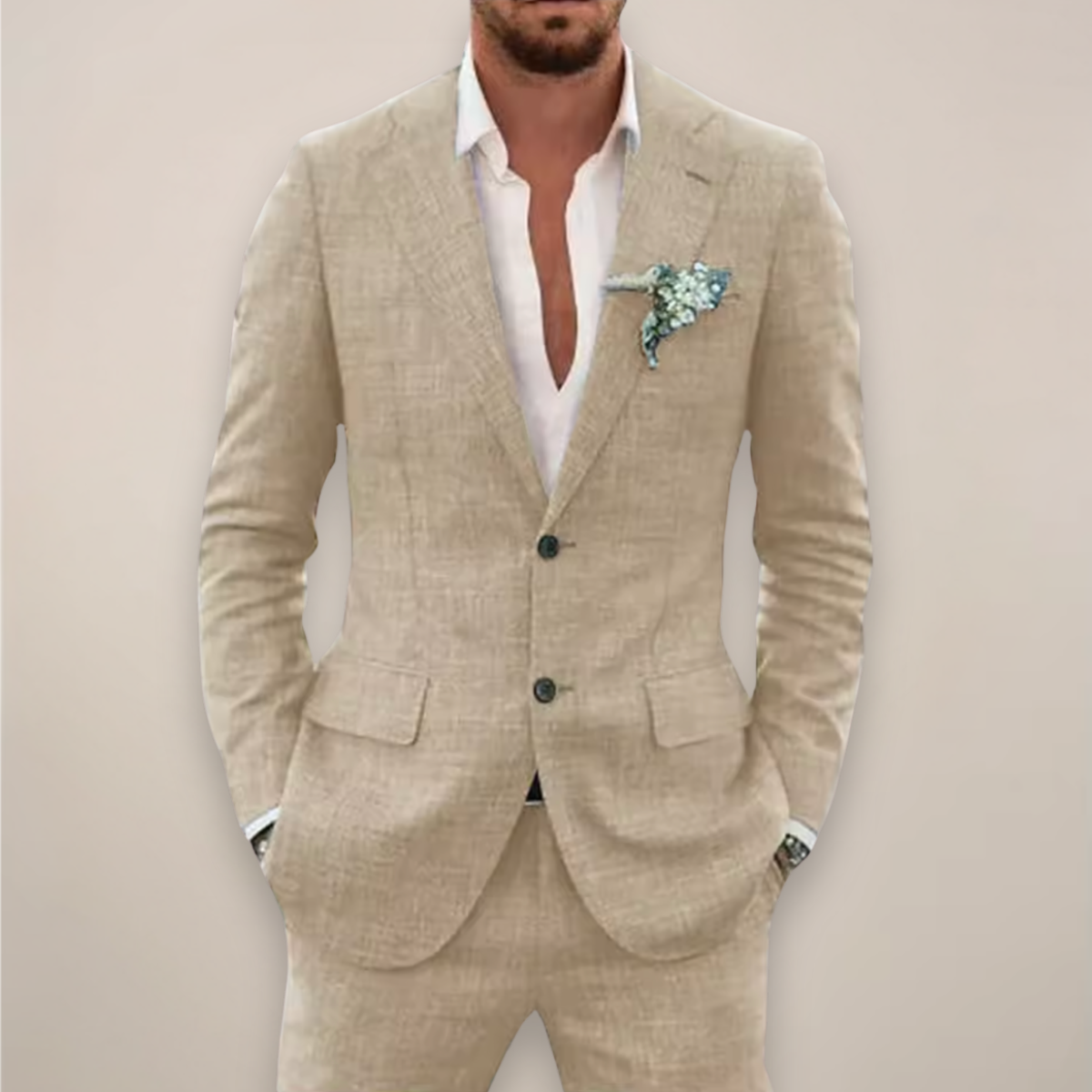 Men's Linen Suit Set for Spring/Summer Events