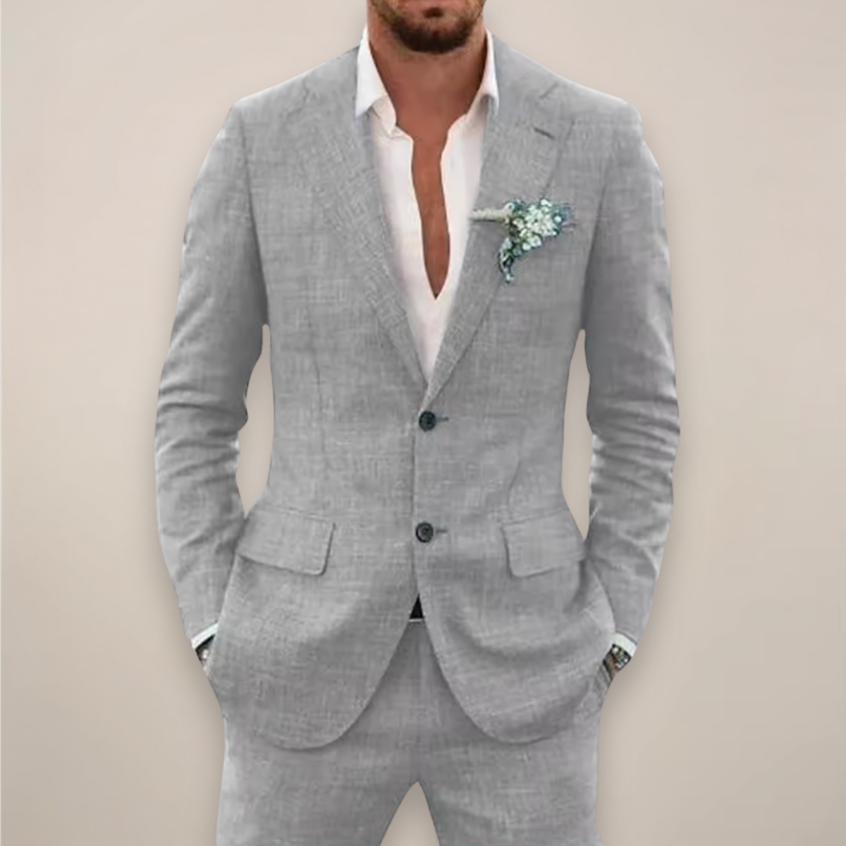Men's Linen Suit Set for Spring/Summer Events