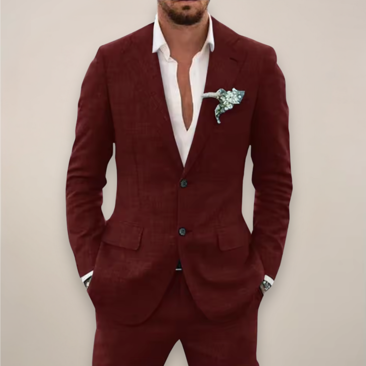 Men's Linen Suit Set for Spring/Summer Events