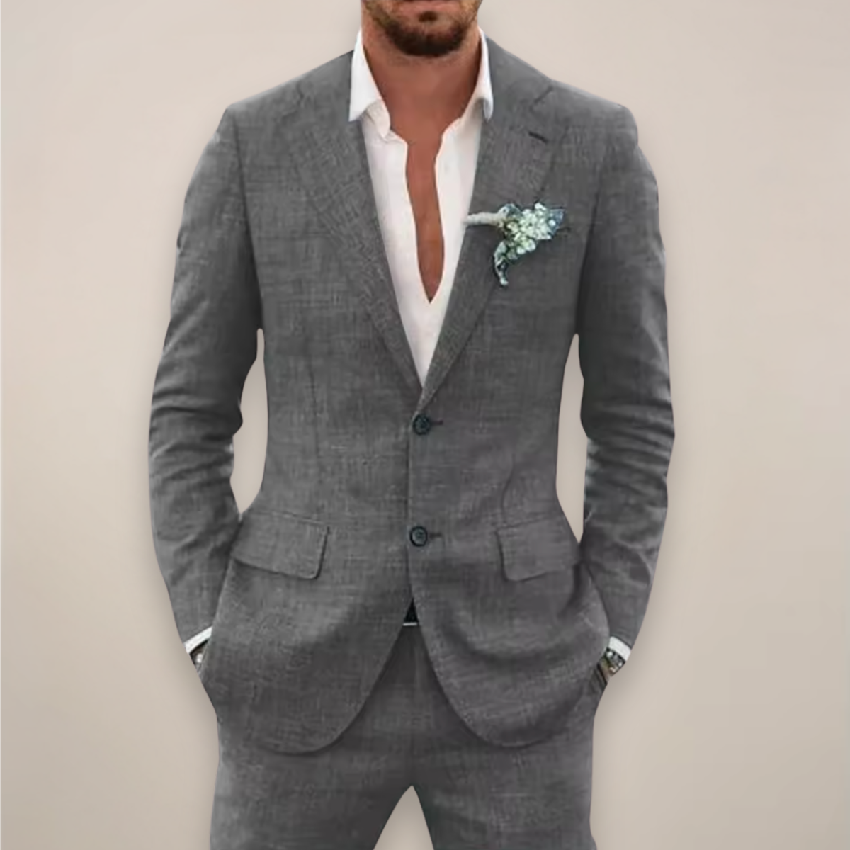 Men's Linen Suit Set for Spring/Summer Events
