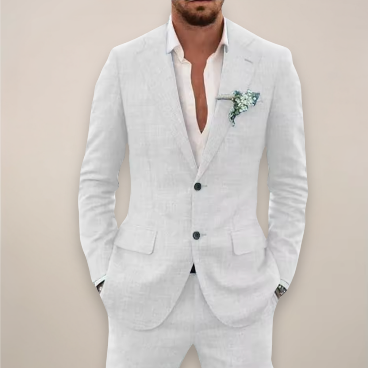 Men's Linen Suit Set for Spring/Summer Events