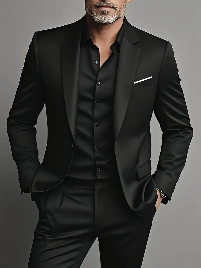Men’s Slim Fit Two-Piece Suit for Business & Evening Events