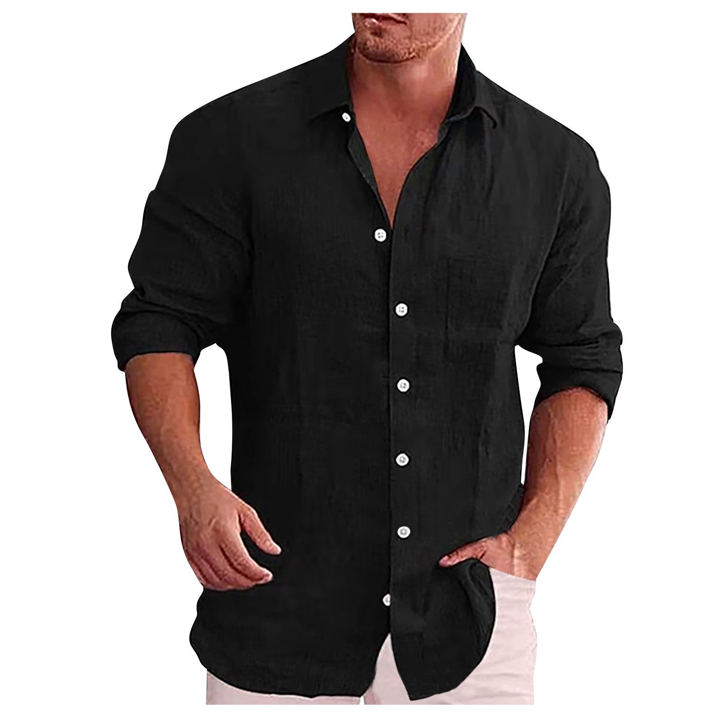 Stylish Linen Shirt with Revers Collar for Any Occasion