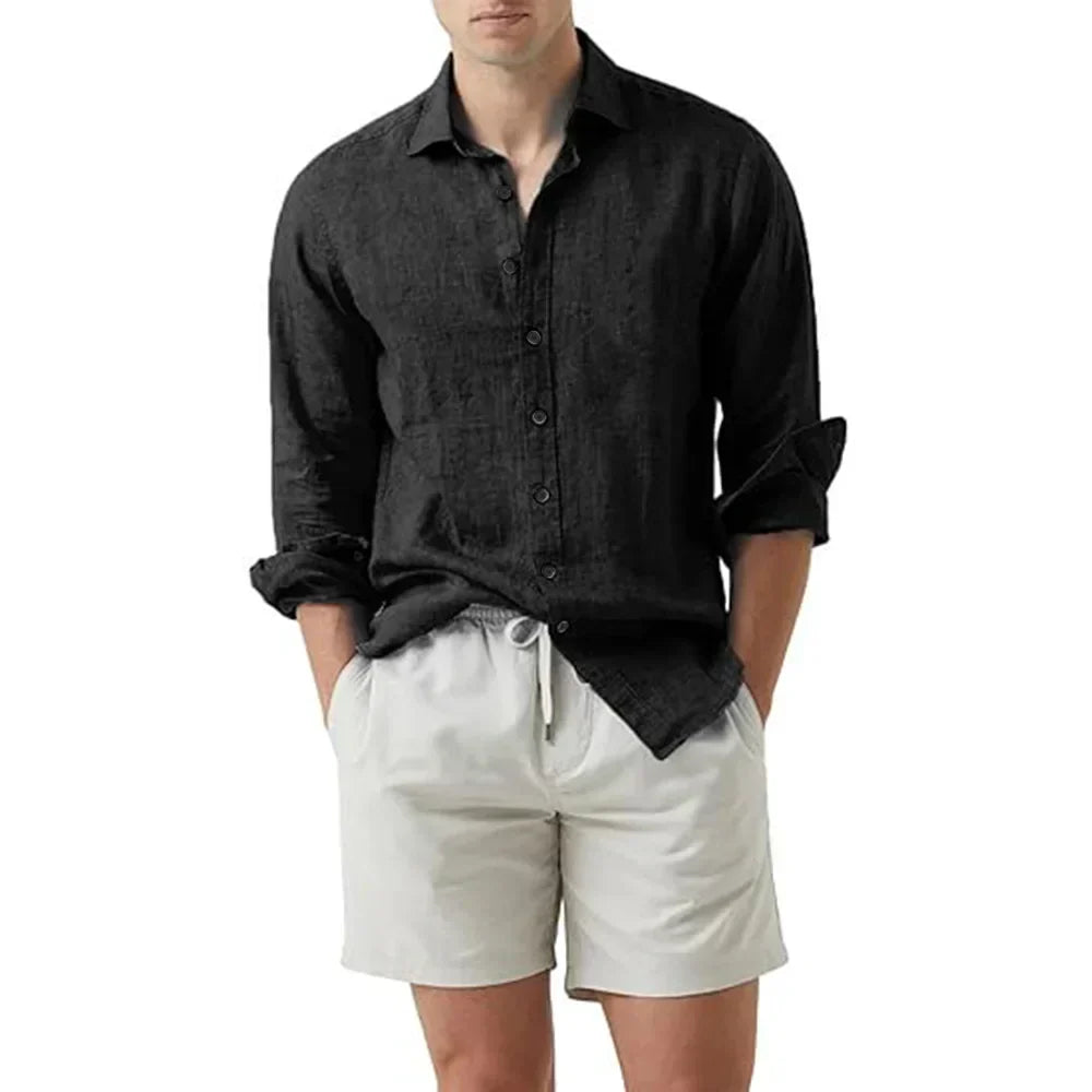 Men's Linen Cotton Blend Summer Shirt for Beach and Outdoors