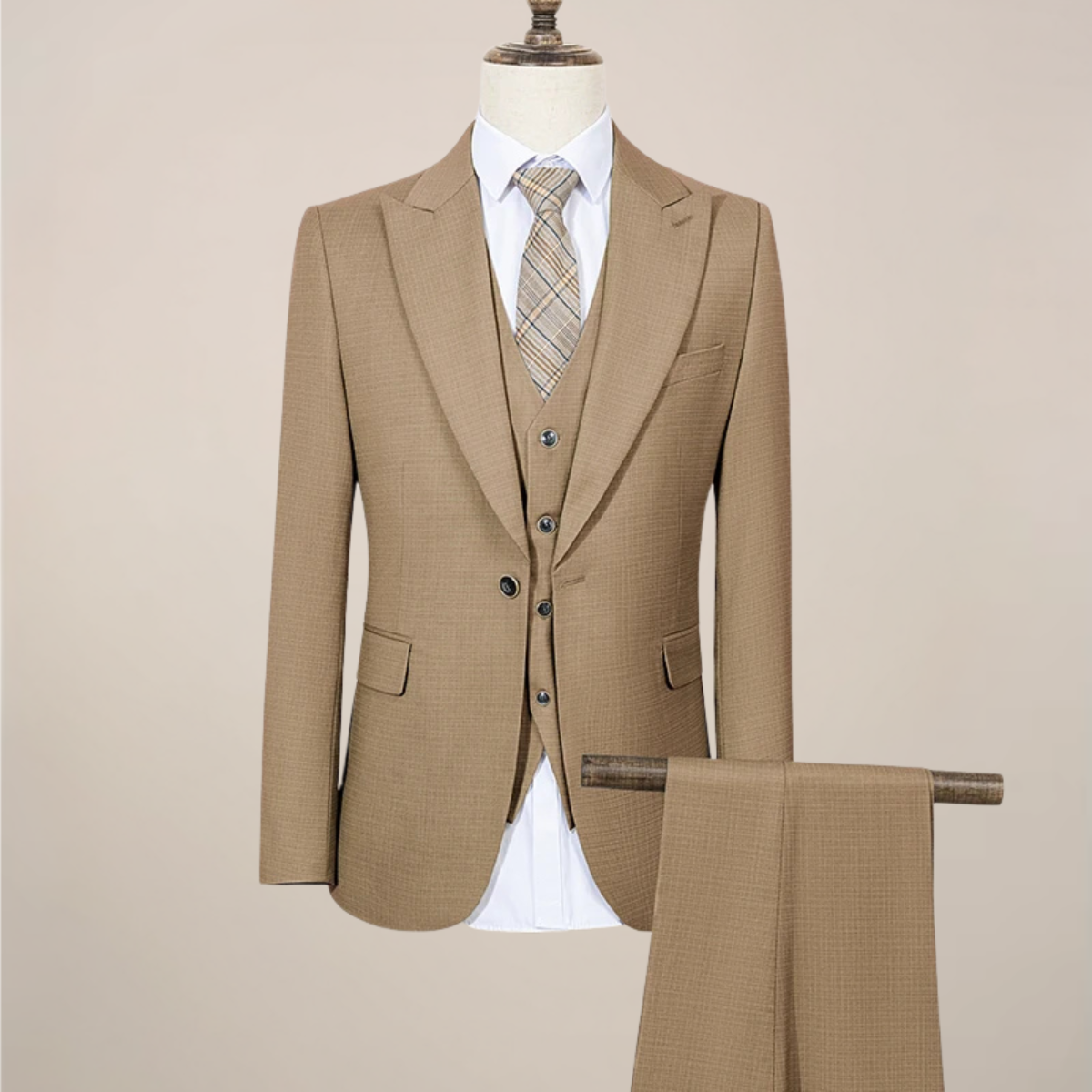 Men's Slim Fit Green Three-Piece Suit for Summer Events