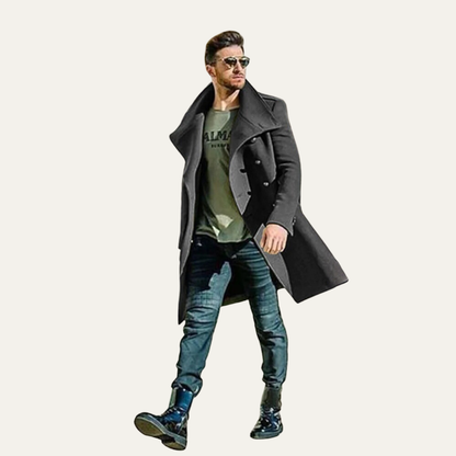 The Stratford Men’s Double Breasted Long Wool Trench Coat