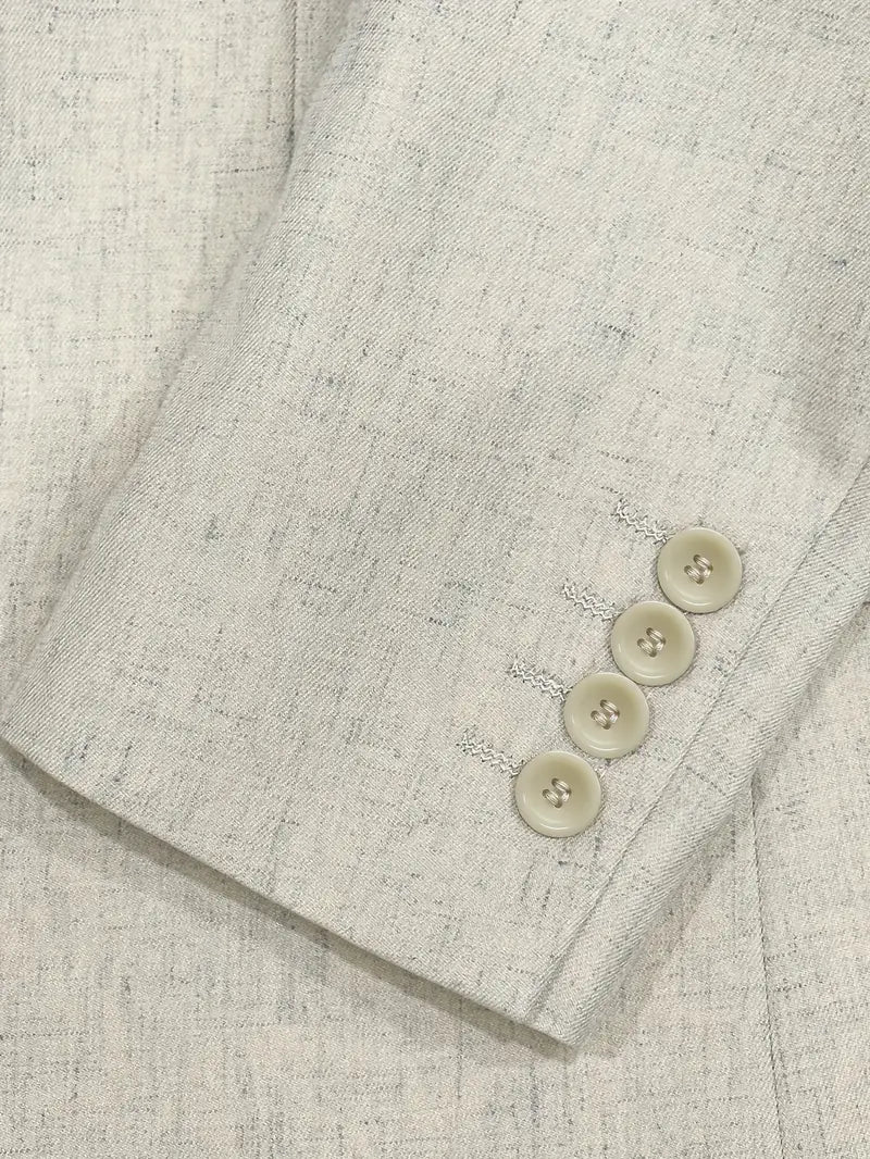 Men's Linen Blend Suit Set - Slim Blazer & Trousers for Formal Events