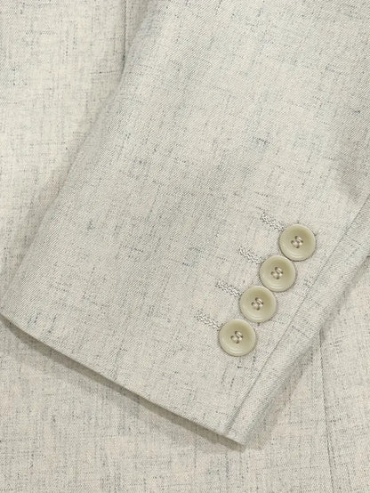 Men's Linen Blend Suit Set - Slim Blazer & Trousers for Formal Events