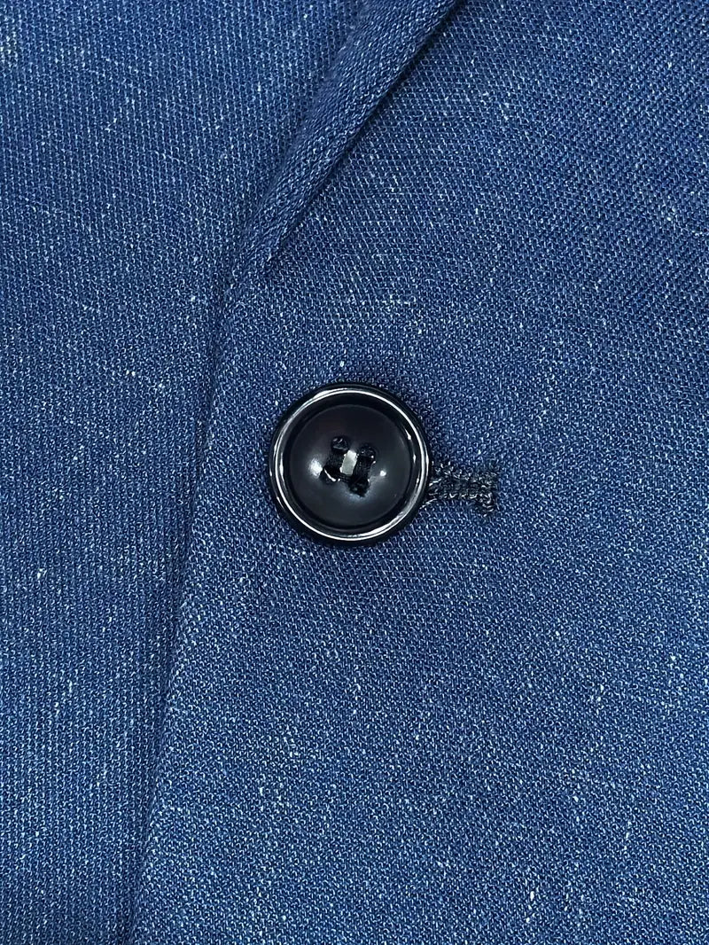 Men's Linen Blend Suit Set - Slim Blazer & Trousers for Formal Events