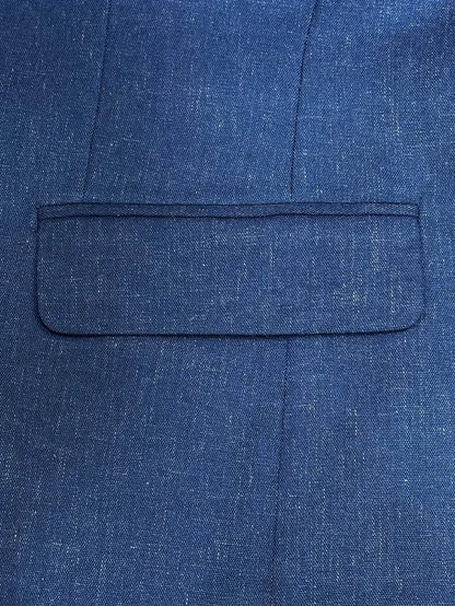 Men's Linen Blend Suit Set - Slim Blazer & Trousers for Formal Events