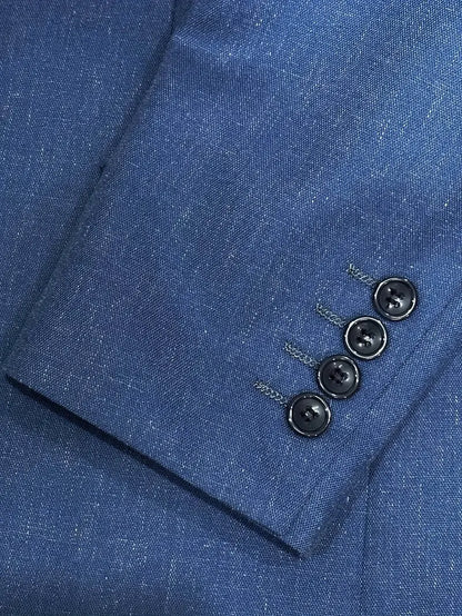 Men's Linen Blend Suit Set - Slim Blazer & Trousers for Formal Events