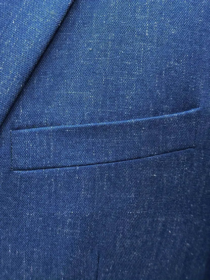 Men's Linen Blend Suit Set - Slim Blazer & Trousers for Formal Events