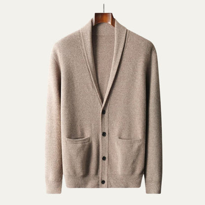 The Marettimo Men’s Soft Knit Button Up Collar Cardigan with Front Pockets