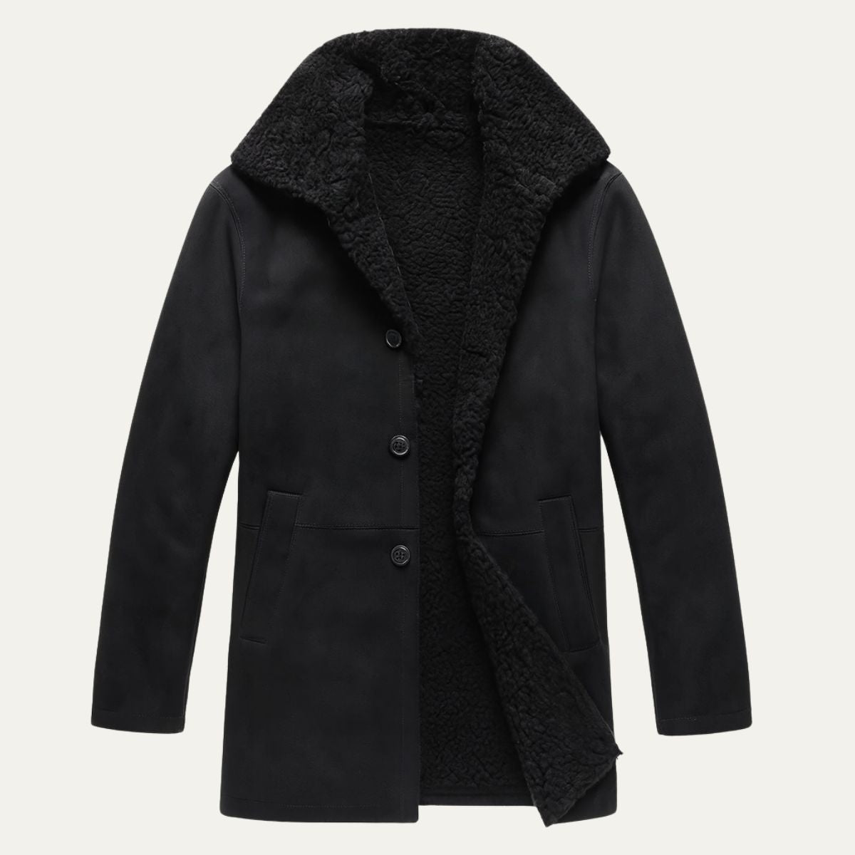 The Ashen Shearling Coat – Men’s Classic Winter Overcoat