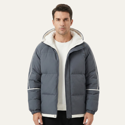 The London Men's Waterproof Puffer Jacket - Luxury Hooded Winter Coat