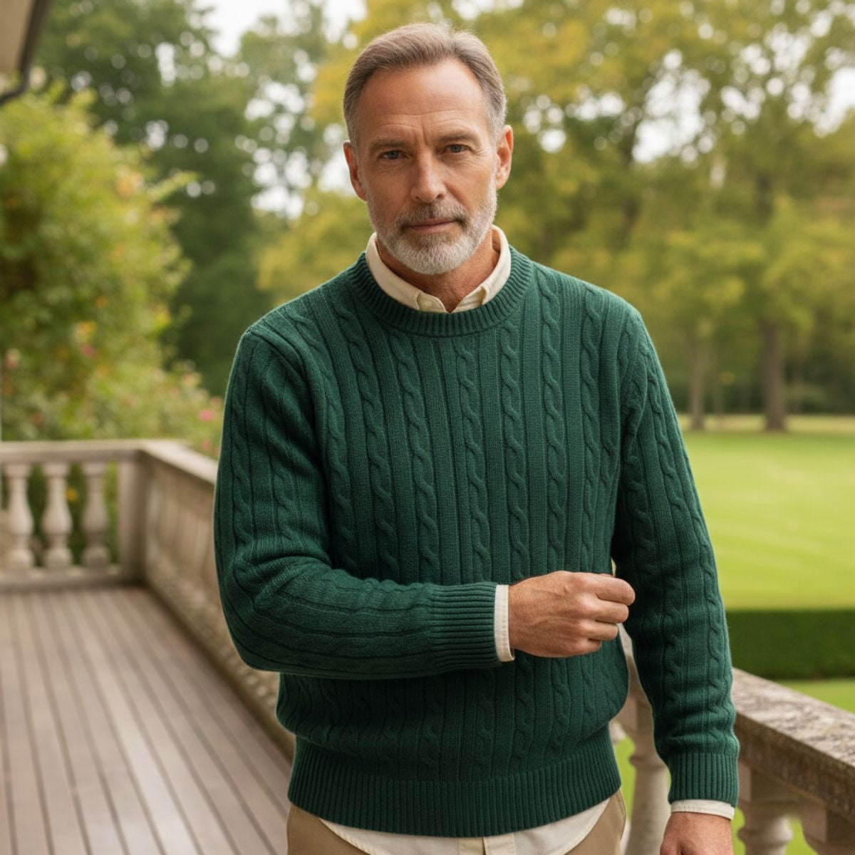 The Versailles Cashmere Merino Wool Knit Sweater for Men - Green