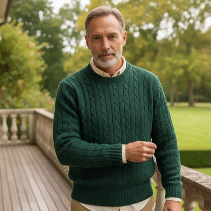 The Versailles Cashmere Merino Wool Knit Sweater for Men - Green