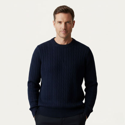 The Versailles Cashmere Merino Wool Knit Sweater for Men - Navy Blue
