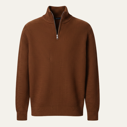 The Edinburgh Men’s Quarter Zip Ribbed Knit Casual Sweater