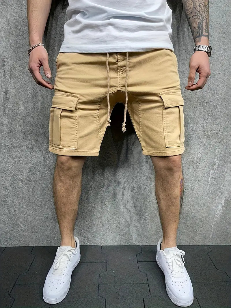 Men's Cargo Shorts with Drawstring and Ample Pockets for Outdoor Adventures