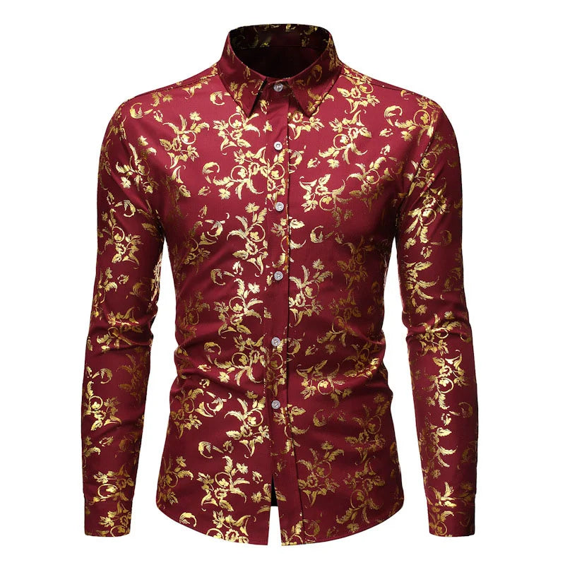 Giovanni Gold Print Party Shirt for All Occasions