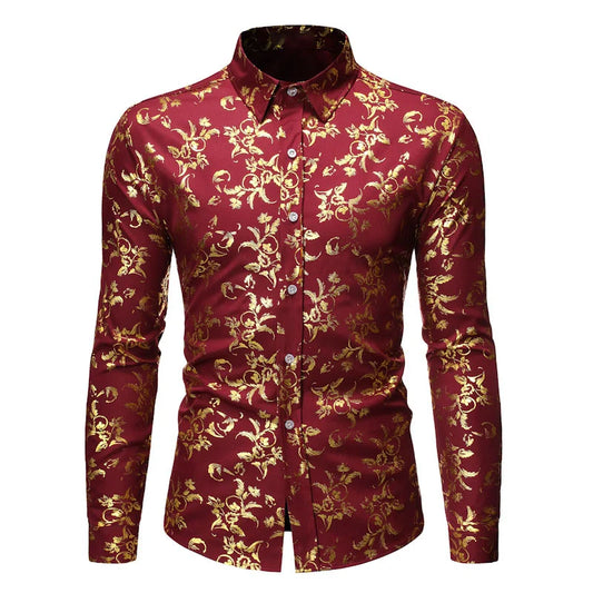 Giovanni Gold Print Party Shirt for All Occasions