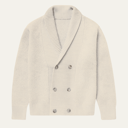 The Woodhurst Men's Chunky Knit Shawl Collar Double Breasted Cardigan