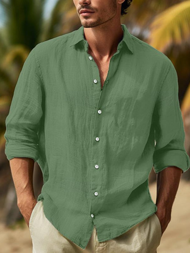 Men's Long Sleeve Linen Shirt for Everyday Wear