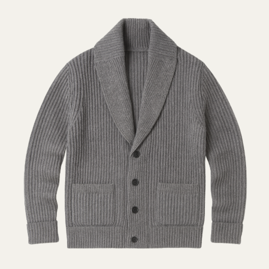 The Aldercrest Men’s Chunky Button Up Knitted Shawl Collar Cardigan