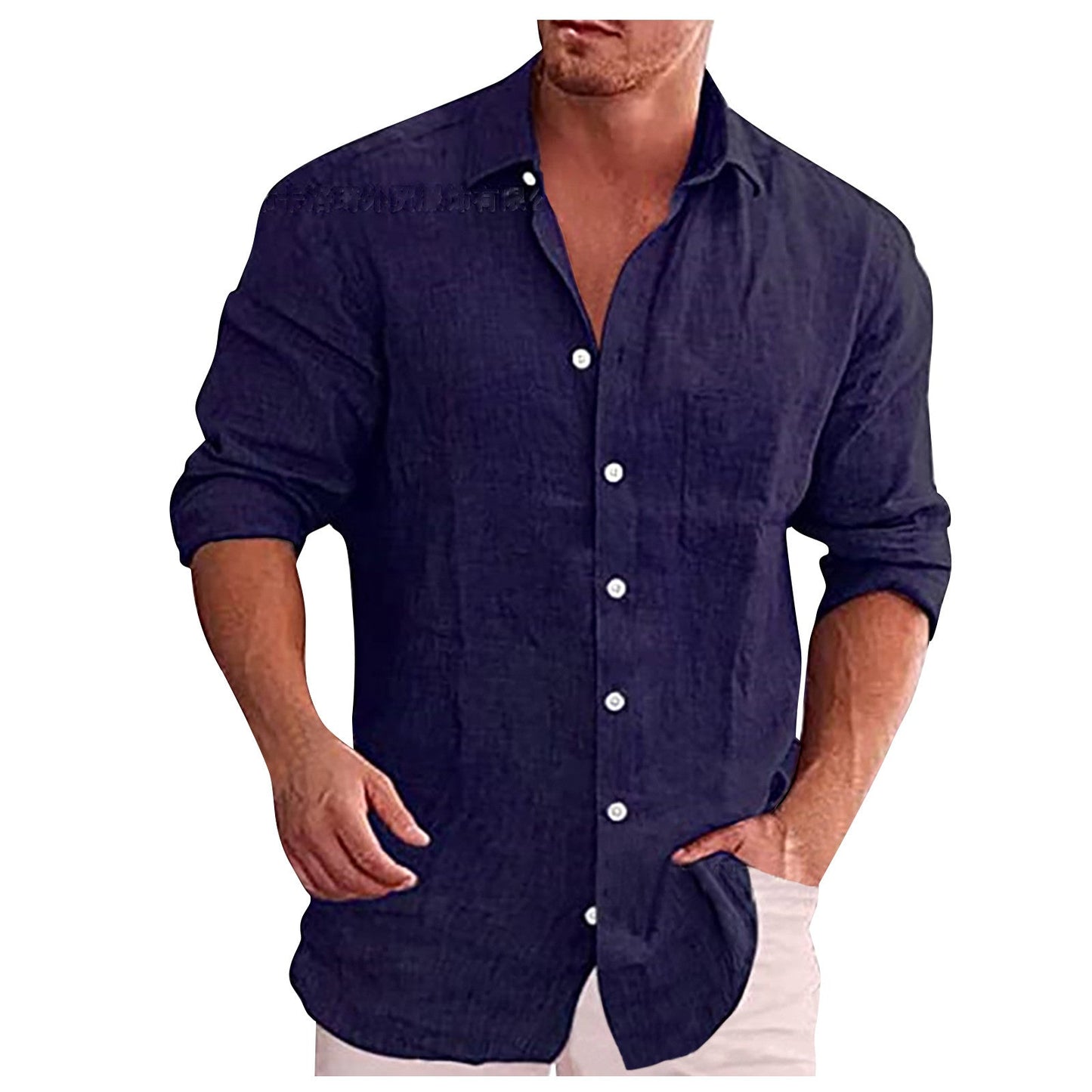 Stylish Linen Shirt with Revers Collar for Any Occasion