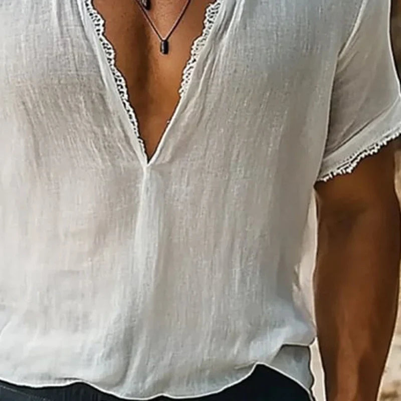 Luciano Men's Boho Summer Cotton Shirt for Beachwear