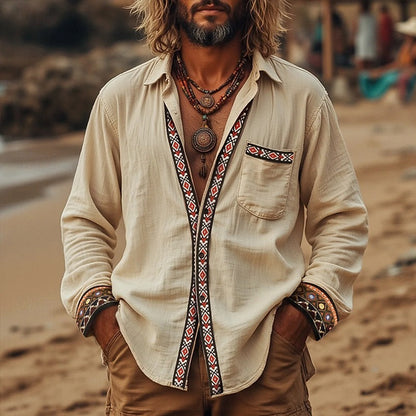 Mattia - Vintage Retro Men’s Cotton Shirt for Stylish Events