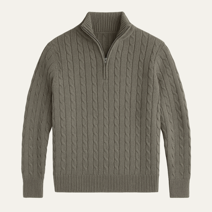 The Dalton Men’s Classic Textured Cable Knit Half Zip Sweater