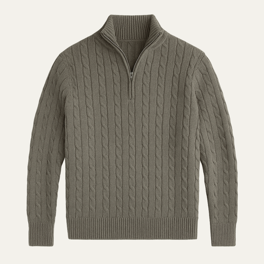The Dalton Men’s Classic Textured Cable Knit Half Zip Sweater