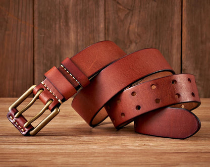 The Lancaster Belt – Double-Pin Vintage Leather Design