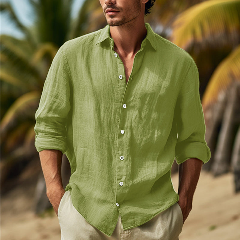 Men's Long Sleeve Linen Shirt for Everyday Wear